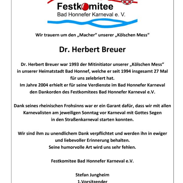 Nachruf Dr. Herbert Breuer
